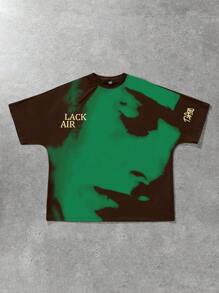 PAVTROS Manfinity Streetrush 男士圆领短袖图案印花简约 T 恤，休闲日常装，男士宽松插肩袖印花 T 恤，图案 T 恤，白色 T 恤，白色男士 T 恤，图案男士 T 恤，超大 T 恤，男友礼物 - 咖啡棕 - 查看 1