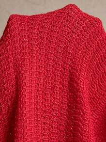 AKNOTIC Men's Crochet "Old Money" Pattern Casual Knitted Polo Shirt, Fashion Daily Wear, Suitable For Commute, Summer, Vacation, Party, Wedding, Couples, Boyfriend Gift, Beachwear - Red - View 8