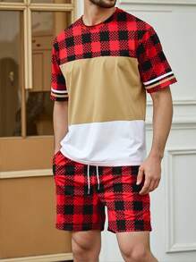 Manfinity Dauomo Men's Casual Round Neck Short Sleeve T-Shirt & Shorts Set, Stylish For Summer