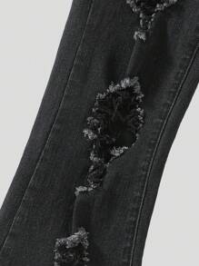 SHEIN Jeans évasés urbains bohèmes Y2K avec fermeture à boutons et chic, pour préadolescentes