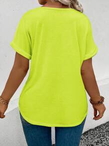 INAWLY Plus Size Dames Casual Losse Ronde Hals Top, Zomer