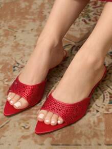 CUCCOO TILAWA Pointy Toe Stiletto High Heel Sandals, Versatile For Women - Red - View 2