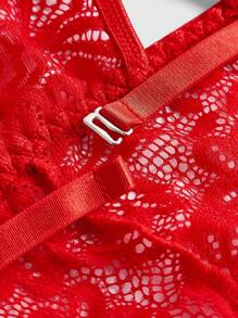 ROMWE Goth Style Hollow Out Sexy Jumpsuit - Red - View 4