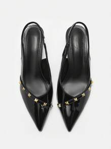 CUCCOO CURVES 加大宽度方头高跟鞋，优雅黑色缎面后带凉鞋，适合所有季节