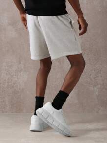 SUMWON Premium Athletic Drop Crotch Performance Shorts Fleece Training Gym Running Basketball Modern Streetwear Urban Fashion Athletic Shorts Elastic Waist (25 Words) - Grey - View 5