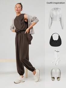 GLOWMODE Cloudknit Adjustable Pocket Peekaboo Jumpsuit Light Support Low Impact Daily Casual Black Jumpsuit Summer Jumpsuit Maternity Jumpsuit Elegant Jumpsuit Jumpsuits For Woman