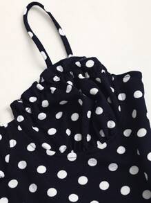 Sweetra Vestido largo con tirantes de espagueti, espalda descubierta y estampado de lunares en blanco y negro, vestimenta casual para primavera y verano