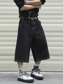 Claim Dot Plus Size Men's Pocket Loose Wide-Leg Casual Denim Shorts Street Hang Out College