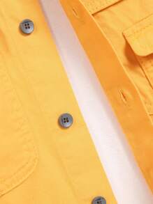 Manfinity Hypemode Men's Casual Yellow Denim Shirt With Long Sleeves Chest Pockets And A Shirt Collar