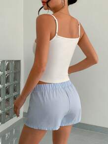 Jouncy Women's Solid Color Ruffle Sexy Fitted Camisole - White - View 2