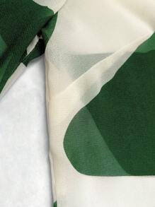 INAWLY Women's Fashion Commuting Contrast Color Print Lantern Sleeve Blouse Fall Cloth For Women - Green - View 6