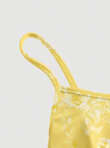 SHEIN MOD 休闲简约黄色花卉全印花收腰飘逸连衣裙，适合夏季 - 彩色 - 查看 5