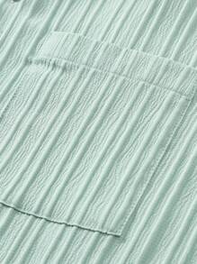 Manfinity Homme Men's Casual Solid Color Textured Short Sleeve Shirt - Green - View 4