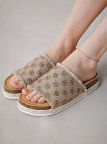 Solecia 度假风休闲简约提花平底凉鞋