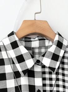 SHEIN LUNE Plus Size Women's Black & White Plaid Patchwork Versatile Plus Size Dress - Multicolor - View 5