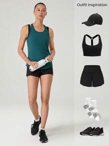 GLOWMODE 速干全光谱修身交叉镂空后背运动背心中等冲击跑步慢跑训练健身房锻炼 - 霧石 - 查看 8