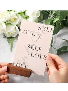 6/12pcs Wood Place Card Holders Table Number Holders Sign Holders, Wood Card Stands For Acrylic Signs Table Card Display Standsfor Wedding Party Events Decoration - Rust Brown - View 1