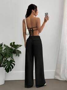 Flirla Bộ 2 áo ngực hở lưng và quần cho nữ - màu đen - Xem 1