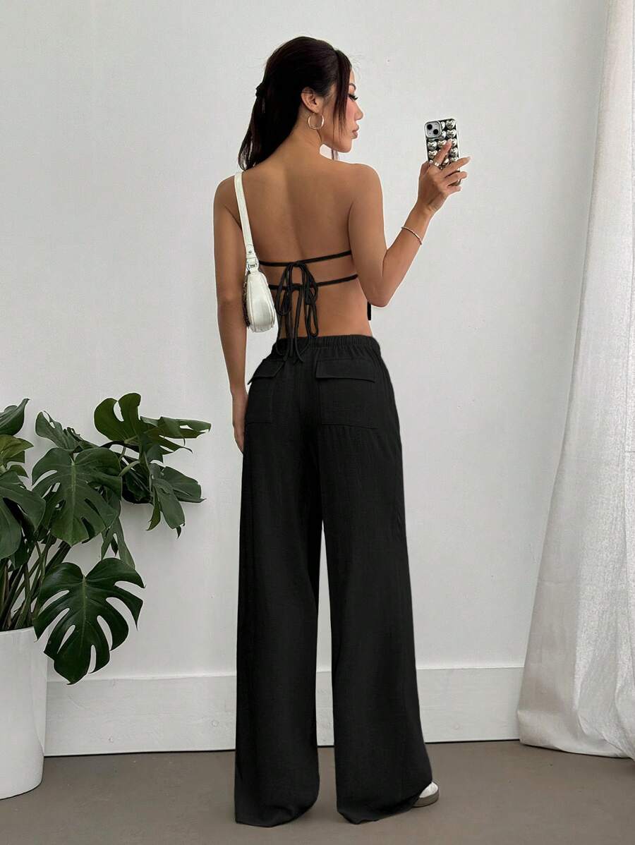 Flirla Bộ 2 áo ngực hở lưng và quần cho nữ - màu đen - Xem 1