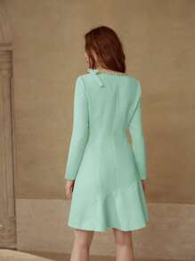 MOTF PREMIUM VESTIDO CON DECORACIÓN DE LAZO CON STRASS - verde menta - Ver 4