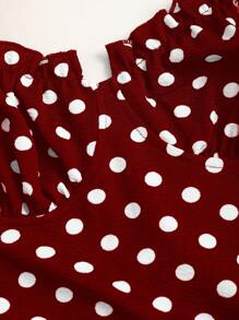 Sweetra Spring/Summer Black & White Polka Dot Sexy Backless Spaghetti Strap Dress For Women - Red - View 3