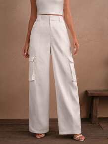 Savoree 优雅、休闲、节日、商务休闲女士优质优质美国复古直筒休闲工装裤，春夏