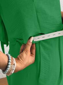 SHEIN 两件套亚麻孕妇装，无袖后系带款式，孕妇简约休闲日常穿着 - 綠色 - 查看 5