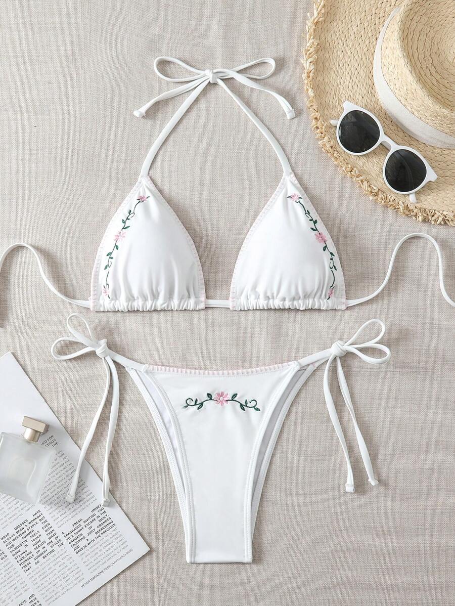 Swim Mod 女士夏季沙滩花卉印花露背性感比基尼两件套泳衣套装 - 彩色 - 查看 1
