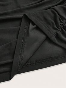 SHEIN EZwear 2pcs/Set Mesh Layered See-Through Tight-Fitting Mini Skirt - Black - View 4