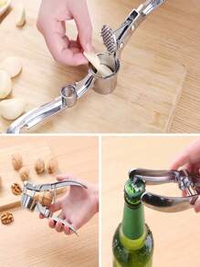 1pc Stainless Steel Garlic Press, Modern Minimalist Silver Garlic Mincer, Garlic Crusher Garlic Juicer Stainless Steel Garlic Squeezer, Suitable For Kitchen, Vegetable Fruit Tools, Kitchen Accessories, Knives, Food, Salad, Decor, Storage, Party, Birthday