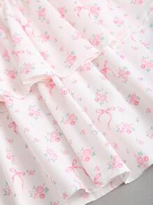 Sweetra Damesjurk met bloemenprint en riem, halternek, vakantiejurk