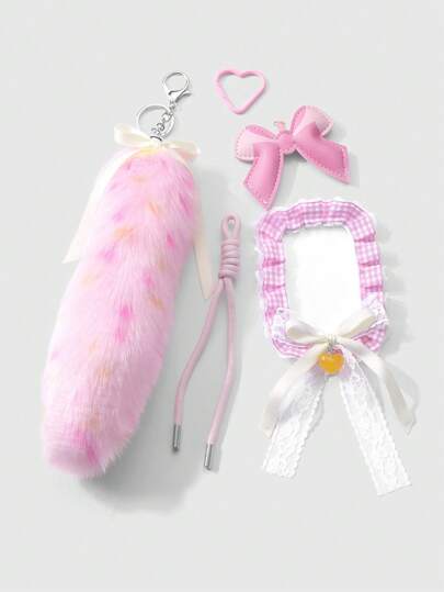 Grunge Punk 1 pièce Porte-cartes et porte-badge à lacet mignon et polyvalent de haute qualité, à pois et à pompons en tulle. Convient aux femmes et aux filles, idéal pour une utilisation quotidienne ou comme cadeau de fête