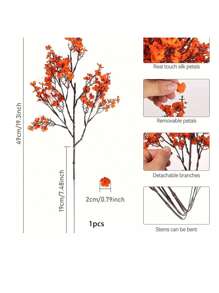 4 件/1 件橙色人造满天星和满天星丝绸花束，万圣节装饰，婚礼新娘派对，家居 DIY 插花，情人节，礼物