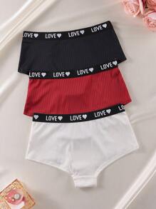 EasyFave 3pcs Women's Comfortable Soft Letter Patchwork Hipster Briefs