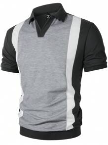 Manfinity Homme 男士夏季休闲拼色拼接短袖 POLO 衫 男士时尚服装 - 彩色 - 查看 3