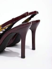 CUCCOO BIZCHIC 女士后绑带蝴蝶装饰洛丽塔高跟鞋，酒红色 - 紅木色 - 查看 4