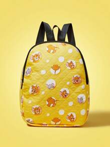 TOM & JERRY X SHEIN Fashionable & Cute Cartoon Mouse Printed Quilted Backpack - Multicolor - View 1