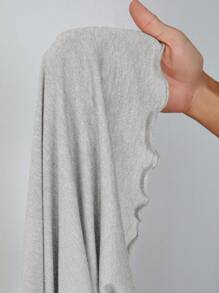 SHEIN PETITE 生菜饰边抽绳结前部夏季女装黑色连衣裙 - 淺灰色 - 查看 8