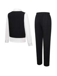 SHEIN 3pcs Tween Boy Korean Slim-Fit Suit Set For Formal Occasions: Fitted Vest + Straight Casual Pants + Detachable Bowknot. Suitable For Boys To Wear At Elegant Events Like Ceremonies, Parties, Hosting, Piano Recitals, Gatherings, Runway Shows, Christenings, And Business Occasions - Black - View 2