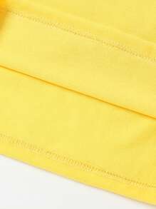 Young Girl' Casual Fashion Slogan Letter Graphic Print Short Sleeve T-Shirt, Spring/Summer - Yellow - View 4