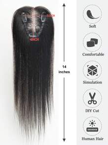 Topper de cabello natural con base de encaje transparente de 3*4 pulgadas, peluca invisible con raya libre para mujeres, extensión de cabello - SNatural - Ver 2