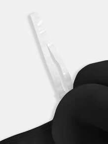 SHEIN Váy đơn giản, thanh lịch, không đối xứng, bó sát vai cho bé gái tuổi teen, có họa tiết hoa 3D cỡ lớn, thích hợp cho tiệc tùng, đám cưới và các dịp khác - màu đen - Xem 4