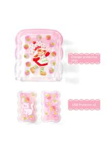 Strawberry Shortcake X SHEIN 草莓、花朵、猫咪图案印花渐变充电头保护套，兼容苹果充电头（不含数据线），礼品之选，春夏皆宜，海滩度假必备