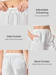 GLOWMODE 3.5'' Linen-Blend Easy Breezy Adjustable Drawstring Waist Side Back Pocket Shorts Daily Casual Lounge - White - View 3