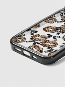 ROMWE Fairycore 1 Stück Leoparden-Muster Lippen Design Handyhülle, kompatibel mit 11 12 13 14 15 Pro Max 16