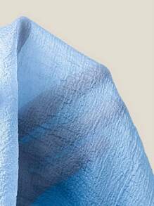 SHEIN Frenchy 大码优雅办公室、工作、度假、下午茶、性感约会、音乐会、派对、INS复古学院风海滩写真拍摄情人节大码泡泡袖、撞色、蝴蝶结上衣 - 藍色 - 查看 7