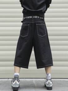 Claim Dot Plus Size Men's Pocket Loose Wide-Leg Casual Denim Shorts Street Hang Out College