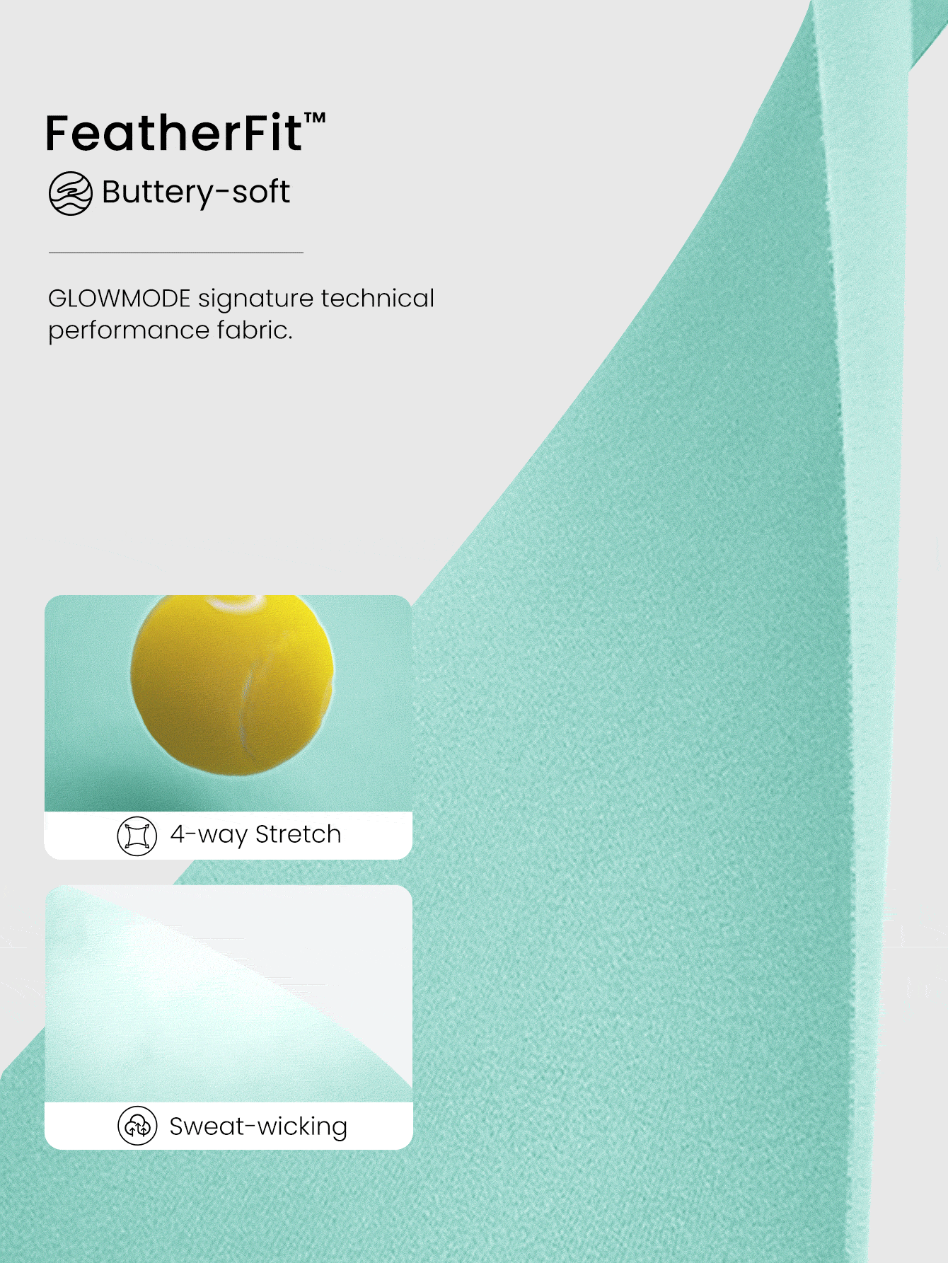 GLOWMODE FeatherFit™ T-Neck Racerback Tank Top Light Support Low Impact Yoga Studio - Mint Blue - View 4