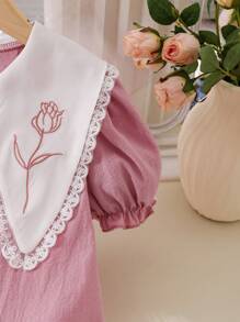 SHEIN Playful Pals Young Girl Simple Fashionable Short Sleeve Summer Dress - Multicolor - View 7