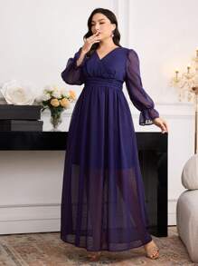 Modelyn Vestido casual de manga larga de unicolor de talla grande, diseño minimalista y elegante apto para el verano